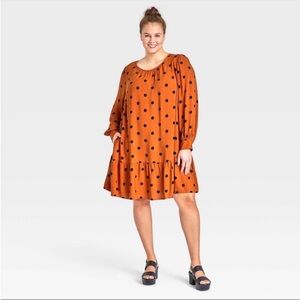 Ava & Viv Rust Orange Polka Dot Dress